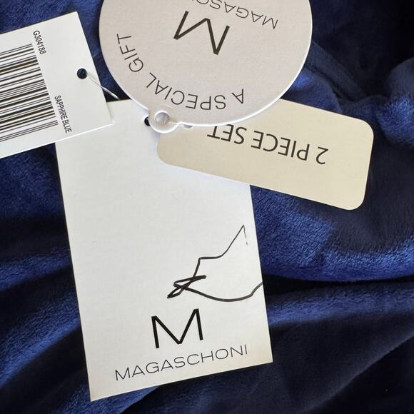 Magaschoni Velour Cowl Neck Sapphire Blue Sweater Sporty Granny Cozy NWT Size SM - Picture 6 of 11